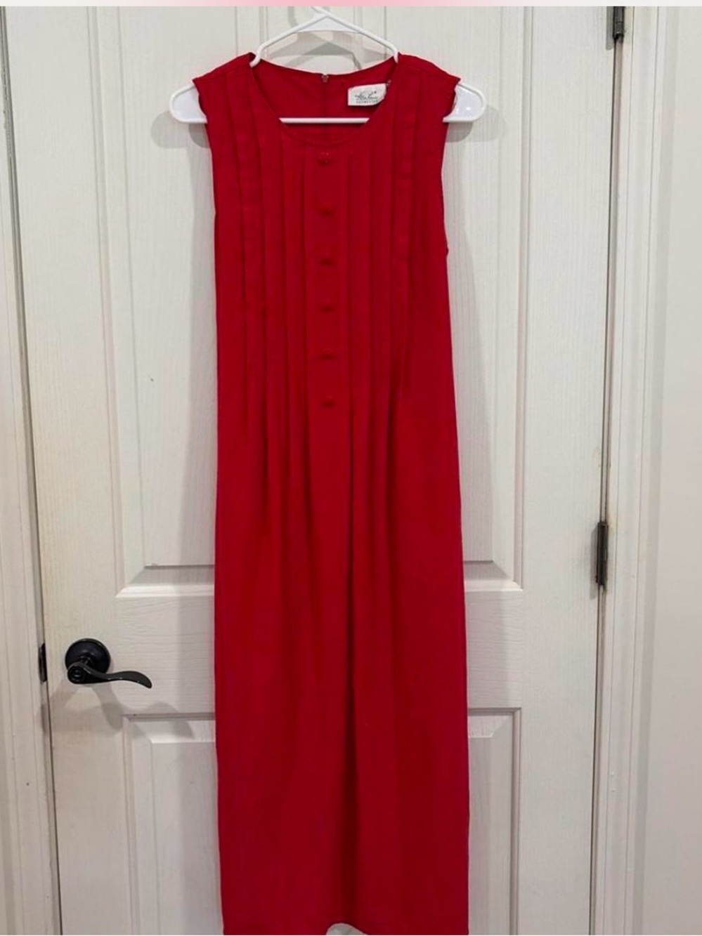 Kathie Lee Collection Sleeveless Red Maxi Dress with Button Placket
